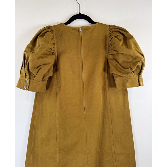 NWT Sea NY Womens Dress Brown Denim Metta Acid Puff Sleeve Mini Jean A Line XS - Picture 8 of 12